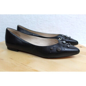 LOUISE et Cie Ballet Flat Womens 6 Rhinestone Slip On Comfort Career Shoe Black